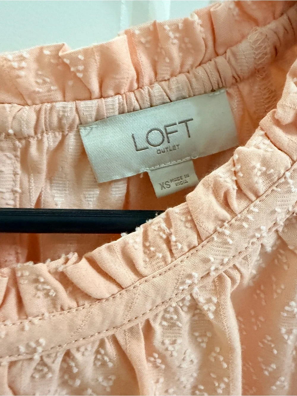 LOFT Peach Textured Ruffle-Neck Blouse